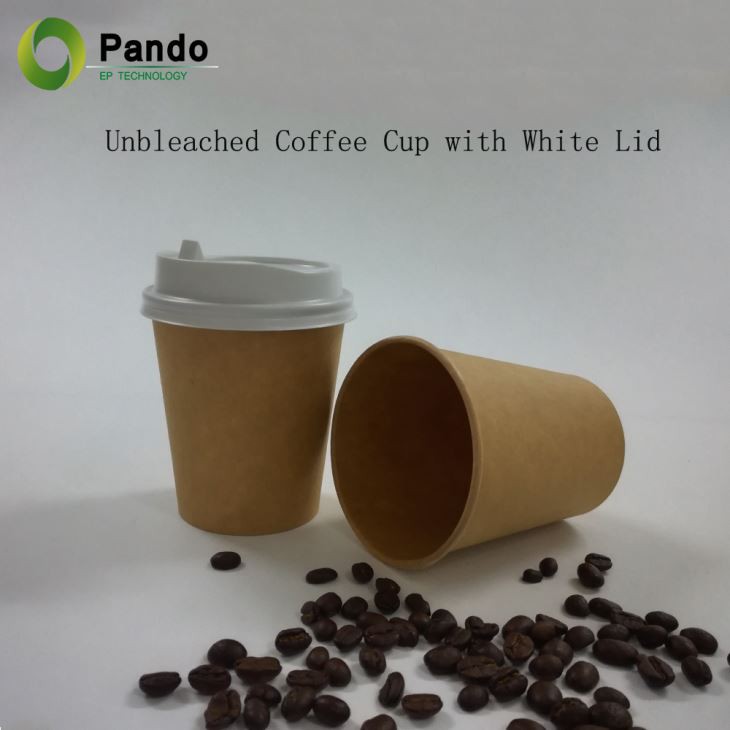 Unbleached Coffee Cup with White Lid
